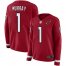 Nike Arizona Cardinals #1 Kyler Murray Red Team Color Womens Stitched NFL Limited Therma Long Sleeve Jersey