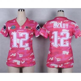 Nike New England Patriots #12 Tom Brady Pink Womens Stitched NFL Elite Camo Fashion Jersey