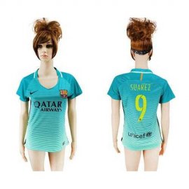 Womens Barcelona #9 Suarez Sec Away Soccer Club Jersey
