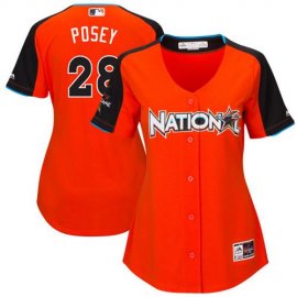 San Francisco Giants #28 Buster Posey Orange 2017 All-Star National League Womens Stitched MLB Jersey