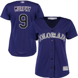 Colorado Rockies #9 Daniel Murphy Purple Alternate Womens Stitched MLB Jersey