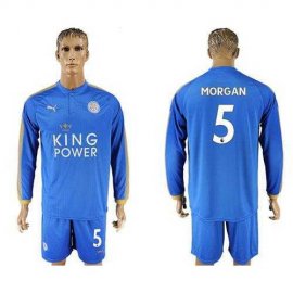 Leicester City #5 Morgan Home Long Sleeves Soccer Club Jersey