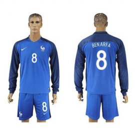 France #8 Benarfa Home Long Sleeves Soccer Country Jersey