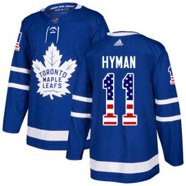 Adidas Toronto Maple Leafs #11 Zach Hyman Blue Home Authentic USA Flag Stitched NHL Jersey