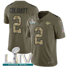 Nike Kansas City Chiefs #2 Dustin Colquitt Olive/Camo Super Bowl LIV 2020 Youth Stitched NFL Limited 2017 Salute To Service Jersey