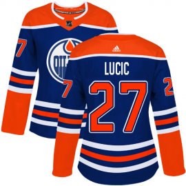 Adidas Edmonton Oilers #27 Milan Lucic Royal Alternate Authentic Womens Stitched NHL Jersey