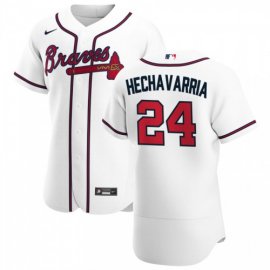 Atlanta Braves #24 Adeiny Hechavarria Mens Nike White Home 2020 Authentic Player MLB Jersey