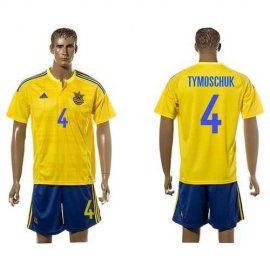 Ukraine #4 Tymoschuk Home Soccer Country Jersey