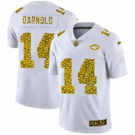 New York New York Jets #14 Sam Darnold Mens Nike Flocked Leopard Print Vapor Limited NFL Jersey White