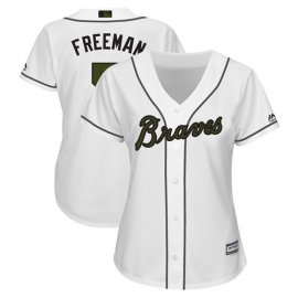Atlanta Braves #5 Freddie Freeman White 2018 Memorial Day Cool Base Womens Stitched MLB Jersey