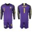 Brazil #1 Alisson Purple Goalkeeper Long Sleeves Soccer Country Jersey