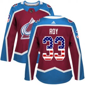 Adidas Colorado Avalanche #33 Patrick Roy Burgundy Home Authentic USA Flag Womens Stitched NHL Jersey