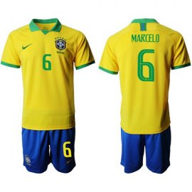 Brazil #6 Marcelo Home Soccer Country Jersey