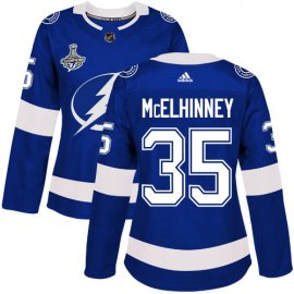 Adidas Tampa Bay Lightning #35 Curtis McElhinney Blue Home Authentic Womens 2020 Stanley Cup Champions Stitched NHL Jersey