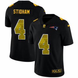 New England New England Patriots #4 Jarrett Stidham Mens Black Nike Golden Sequin Vapor Limited NFL Jersey