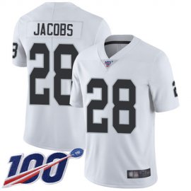 Nike Las Vegas Raiders #28 Josh Jacobs White Mens Stitched NFL 100th Season Vapor Limited Jersey