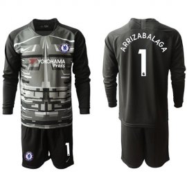Chelsea #1 Arrizabalaga Black Goalkeeper Long Sleeves Soccer Club Jersey
