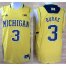 Michigan Wolverines 3 Trey Burke Big 10 Patch Yellow NCAA Basketball Jerseys