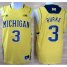 Michigan Wolverines 3 Trey Burke Big 10 Patch Yellow NCAA Basketball Jerseys