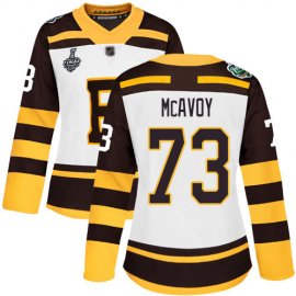 Adidas Boston Bruins #73 Charlie McAvoy White Authentic 2019 Winter Classic Stanley Cup Final Bound Womens Stitched NHL Jersey
