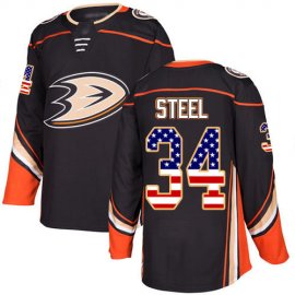 Adidas Anaheim Ducks #34 Sam Steel Black Home Authentic USA Flag Stitched NHL Jersey