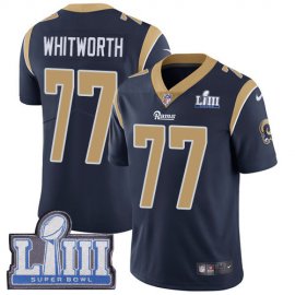 Nike Los Angeles Rams #77 Andrew Whitworth Navy Blue Team Color Super Bowl LIII Bound Youth Stitched NFL Vapor Untouchable Limited Jersey