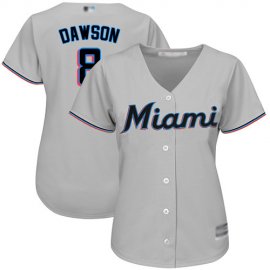 Miami Marlins #8 Andre Dawson Grey Road Womens Stitched MLB Jersey