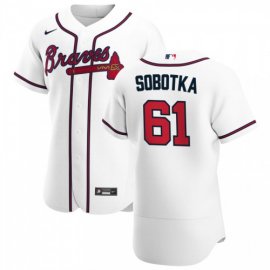Atlanta Braves #61 Chad Sobotka Mens Nike White Home 2020 Authentic Player MLB Jersey