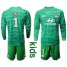 Lyon #1 Lopes Green Goalkeeper Long Sleeves Kid Soccer Club Jersey