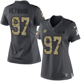 Nike Pittsburgh Steelers #97 Cameron Heyward Black Womens Stitched NFL Limited 2016 Salute to Service Jersey