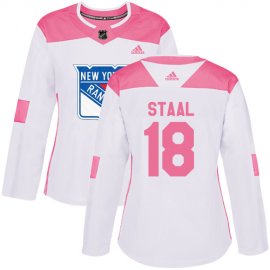 Adidas New York Rangers #18 Marc Staal White/Pink Authentic Fashion Womens Stitched NHL Jersey