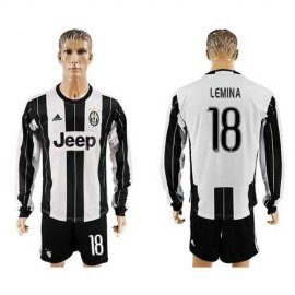 Juventus #18 Lemina Home Long Sleeves Soccer Club Jersey