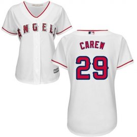 Los Angeles Angels #29 Rod Carew White Home Womens Stitched MLB Jersey