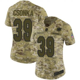 Nike Miami Dolphins #39 Larry Csonka Camo Womens Stitched NFL Limited 2018 Salute to Service Jersey