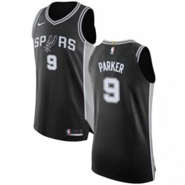Mens Nike San Antonio Spurs #9 Tony Parker Black NBA Authentic Icon Edition Jersey