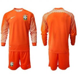 Brazil Blank Orange Goalkeeper Long Sleeves Soccer Country Jersey