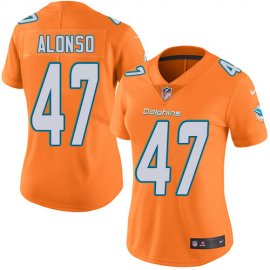 Nike Miami Dolphins #47 Kiko Alonso Orange Womens Stitched NFL Limited Rush Jersey
