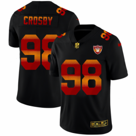 Las Vegas Raiders #98 Maxx Crosby Mens Black Nike Red Orange Stripe Vapor Limited NFL Jersey