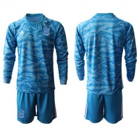Spain Blank Blue Goalkeeper Long Sleeves Soccer Country Jersey