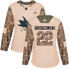 Adidas San Jose Sharks #22 Jonny Brodzinski Camo Authentic 2017 Veterans Day Womens Stitched NHL Jersey