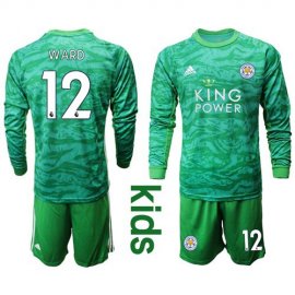 Leicester City #12 Ward Green Goalkeeper Long Sleeves Kid Soccer Club Jersey