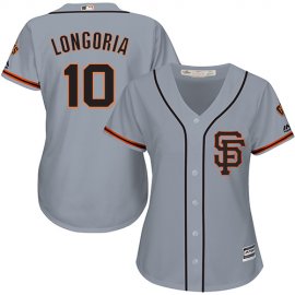 San Francisco Giants #10 Evan Longoria Grey Road 2 Womens Stitched MLB Jersey
