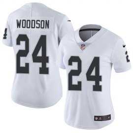 Nike Las Vegas Raiders #24 Charles Woodson White Womens Stitched NFL Vapor Untouchable Limited Jersey