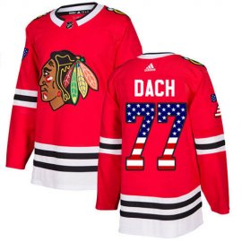Adidas Chicago Blackhawks #77 Kirby Dach Red Home Authentic USA Flag Stitched NHL Jersey