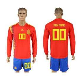 Spain Personalized Home Long Sleeves Soccer Country Jersey