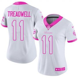 Nike Minnesota Vikings #11 Laquon Treadwell White/Pink Womens Stitched NFL Limited Rush Fashion Jersey