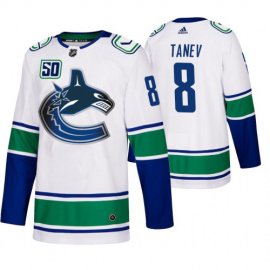 Vancouver Canucks #8 Christopher Tanev 50th Anniversary Mens White 2019-20 Away Authentic NHL Jersey