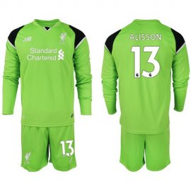 Liverpool #13 Alisson Green Goalkeeper Long Sleeves Soccer Club Jersey