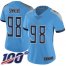 Nike Tennessee Titans #98 Jeffery Simmons Light Blue Alternate Womens Stitched NFL 100th Season Vapor Limited Jersey