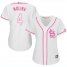 St.Louis Cardinals #4 Yadier Molina White/Pink Fashion Womens Stitched MLB Jersey